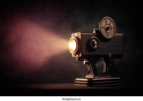 Vintage Film Projector with Cinematic Light