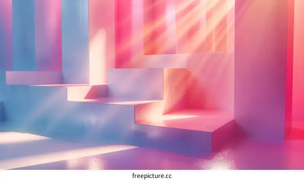 Pink and blue pastel color 3D rendering background with podiums