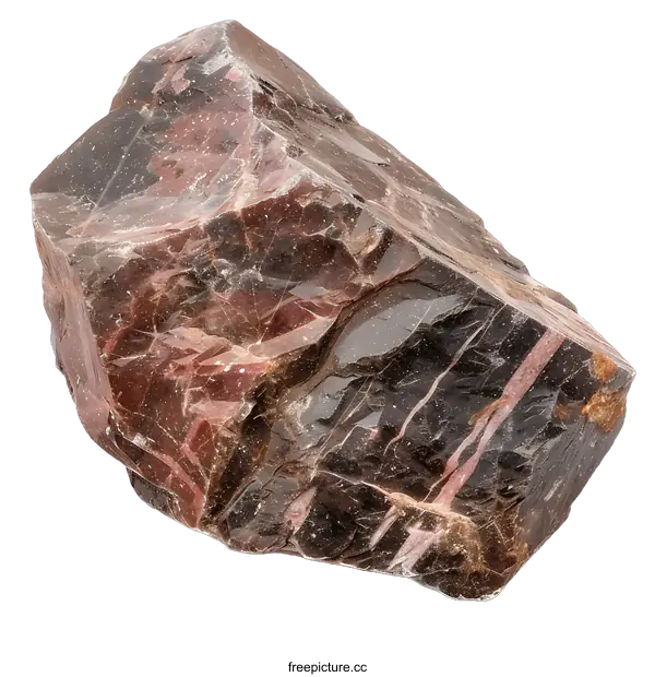 [Transparent Background PNG]Brown and Red Striped Rock Isolated on White Background