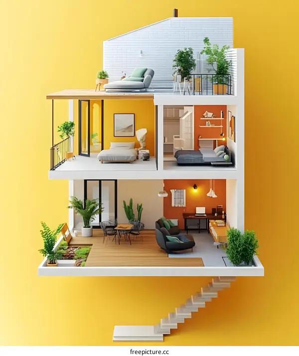 Modern Minimalist House Interior Design with Balcony and Patio