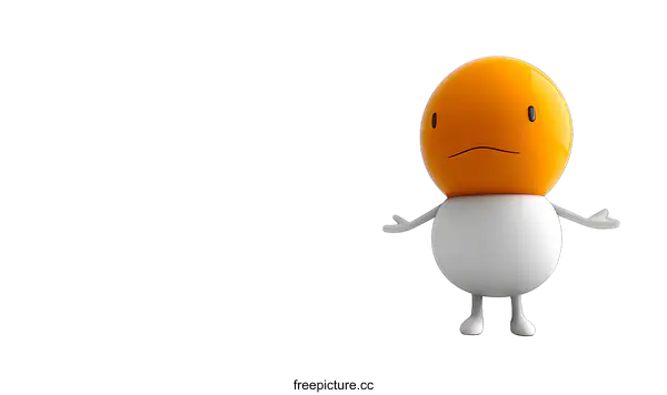 [Transparent Background PNG]3d illustration of an orange head and white body cartoon character