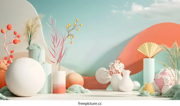 Abstract Background with Pastel Colors and Geometric Shapes