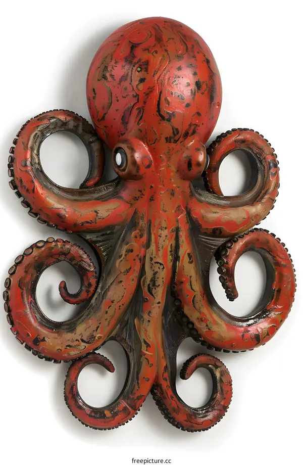 Red and Gold Octopus Sculpture