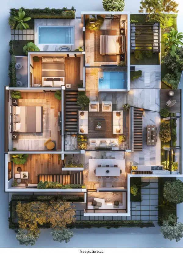 Modern House Floor Plan Design Illustration