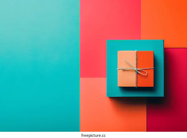 Gift Box on Colorful Background