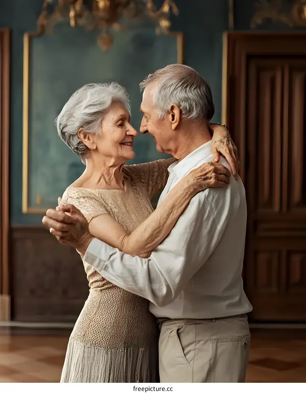 Senior Couple Dancing in a Luxurious Interior