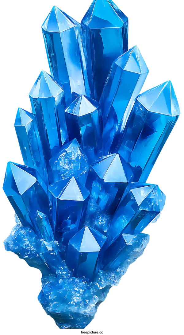 [Transparent Background PNG]Beautiful Cluster of Vivid Blue Crystals