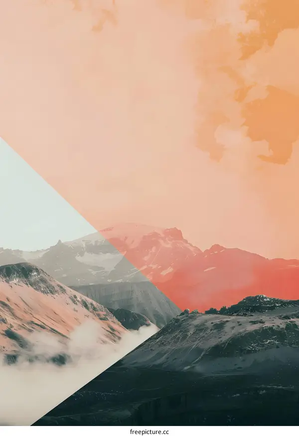 Mountain Range Landscape With Soft Pastel Colors