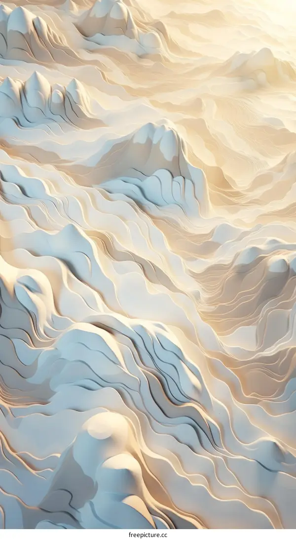3D Rendering of White and Beige Mountainous Terrain