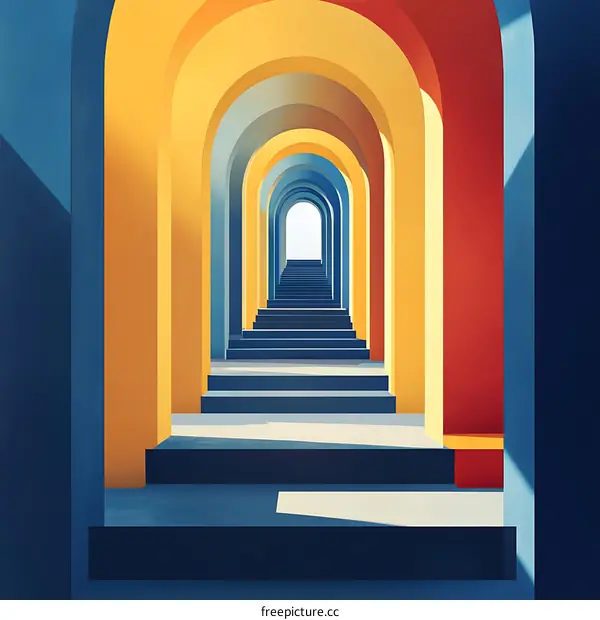 Abstract Colorful Archway Leading to Light