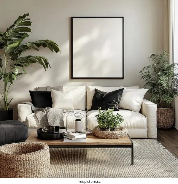 Modern Minimalist Living Room Mockup