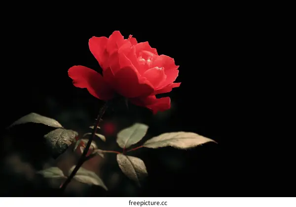 Stunning Red Rose in Dark Background