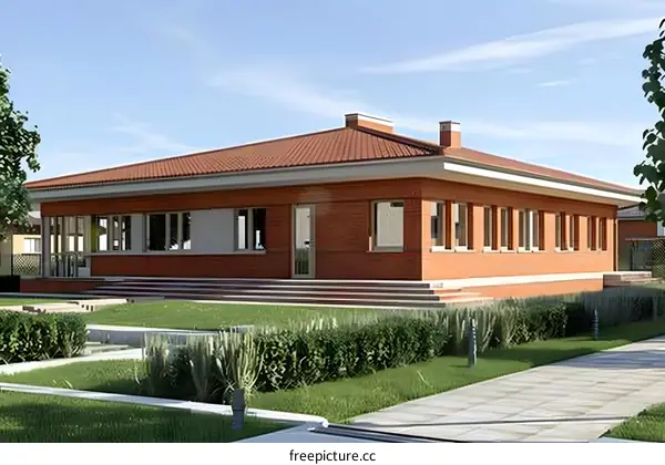 European style house with red bricks