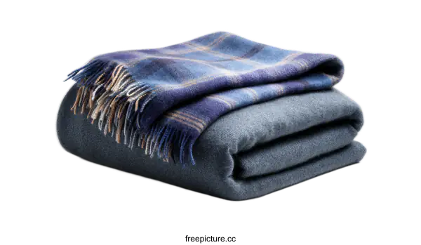 [Transparent Background PNG]Cozy Plaid and Solid Color Blanket Set