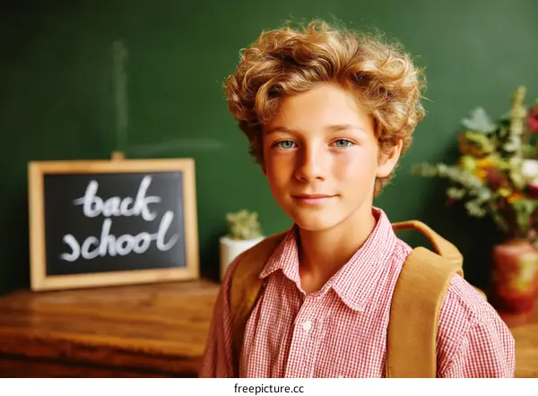 Back to School Portrait of a Caucasian Boy