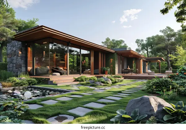 Modern Nature-Inspired Courtyard House