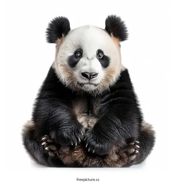Cute Panda Bear Sitting on a White Background