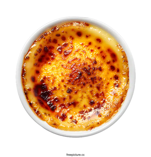 [Transparent Background PNG]Top view of creme brulee dessert