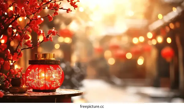 Chinese New Year Lantern in Ancient Town Alleyway