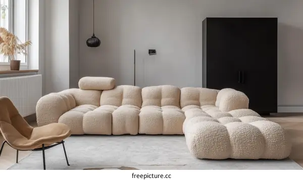Modern Beige Sectional Sofa in a Stylish Living Room