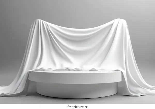 White Fabric Draped on a Round Pedestal