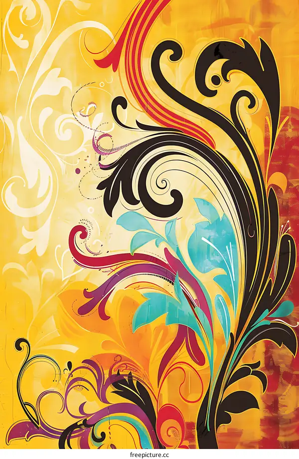 Abstract Colorful Floral Pattern Illustration