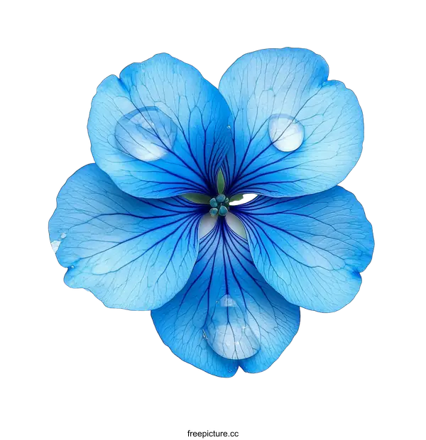 [Transparent Background PNG]Close-up Blue Flower with Water Drops