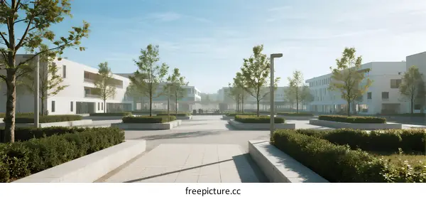 Modern campus with neat pathways and well - arranged buildings