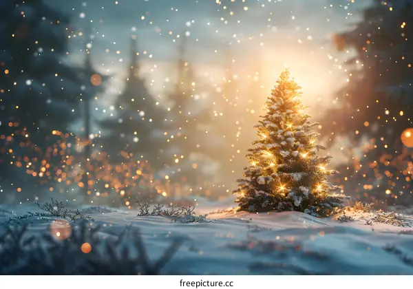 Christmas tree in the snow