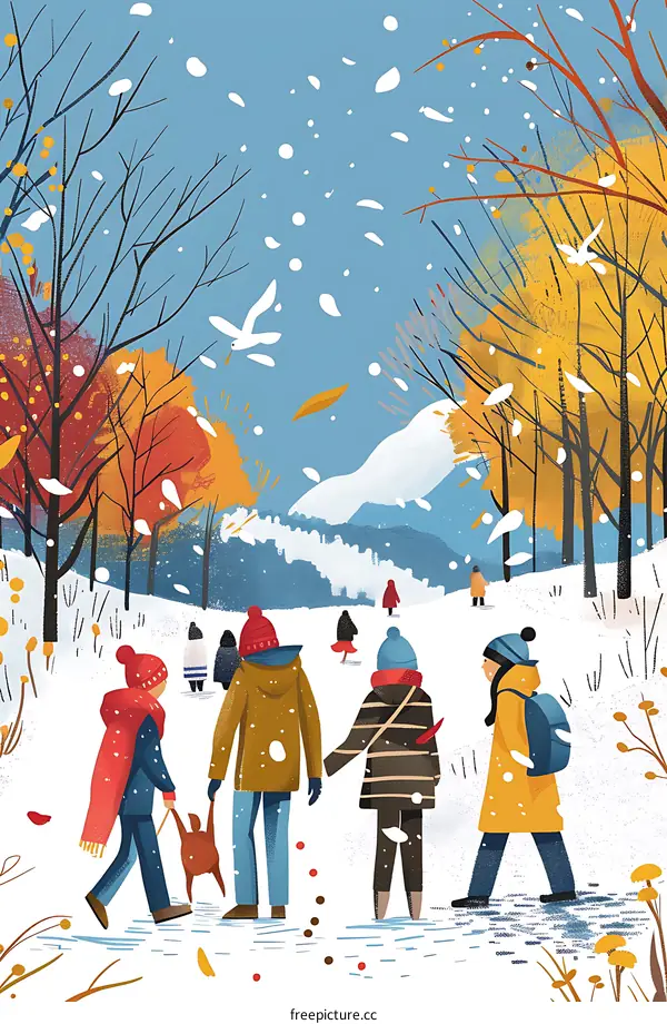 Winter Wonderland: People Enjoying the Snowy Landscape