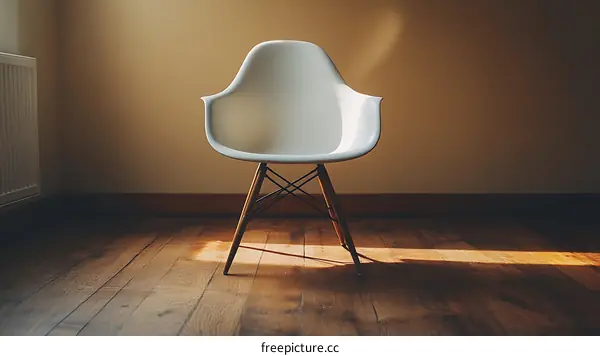 Simple Modern Chair in a Room with Warm Light