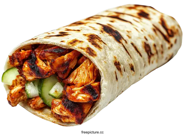 [Transparent Background PNG]Delicious Chicken Wrap with Fresh Vegetables