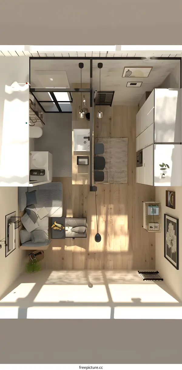 Modern Minimalist Studio Apartment Interior Design