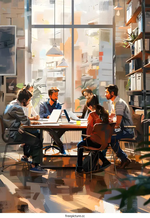 A group of people sitting around a table having a meeting