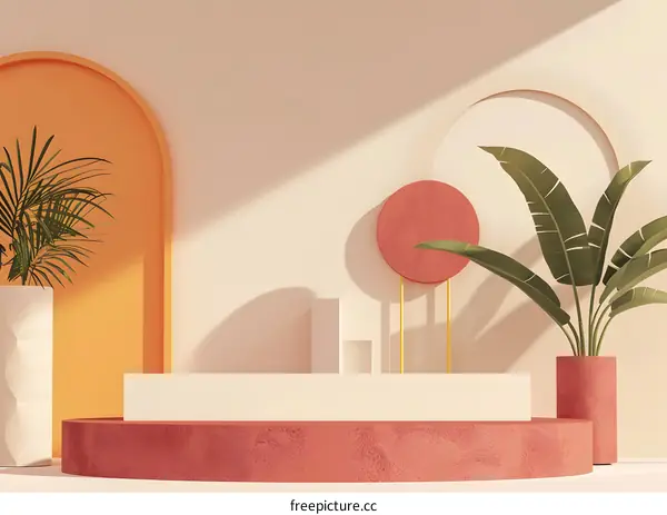 Minimalist Product Display with Pastel Colors and Geometric Shapes