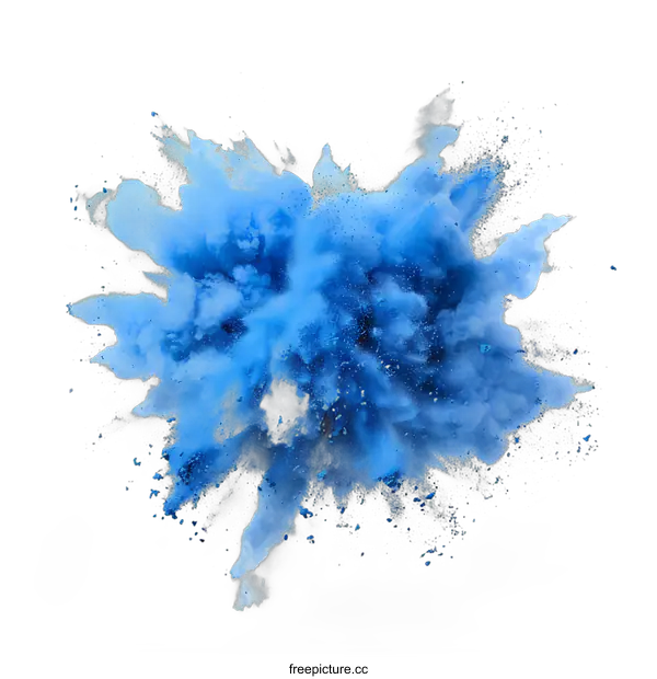 [Transparent Background PNG]Blue powder explosion on white background