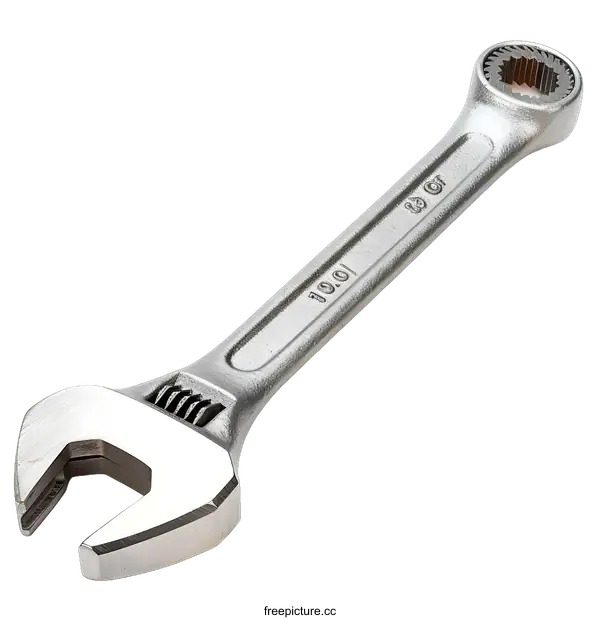 [Transparent Background PNG]Silver Adjustable Wrench Isolated on White Background