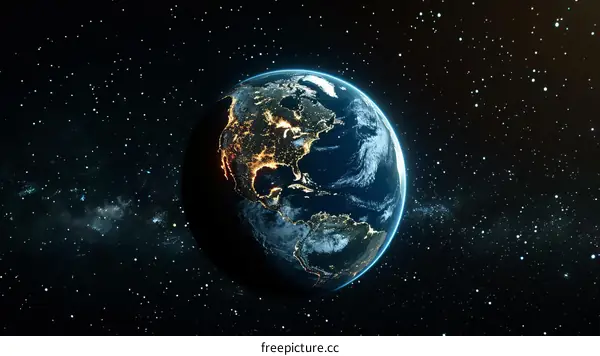 Earth's Americas at Night from Space