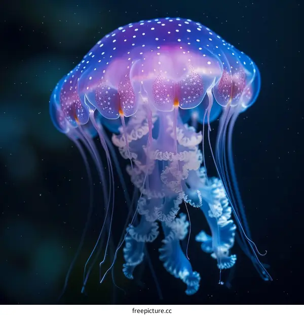 Bioluminescent Jellyfish with Long Tentacles