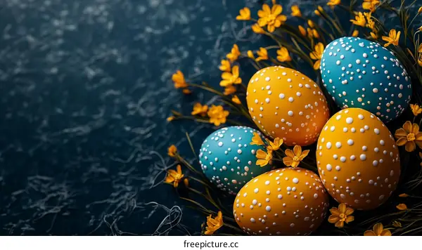 Colorful Easter Eggs Decorated with Dots
