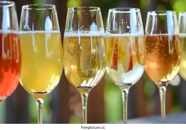 Glass of Sparkling Cider With Apple Slices