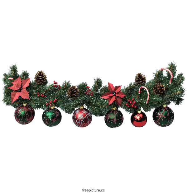 [Transparent Background PNG]Christmas Garland with Ornaments and Decorations