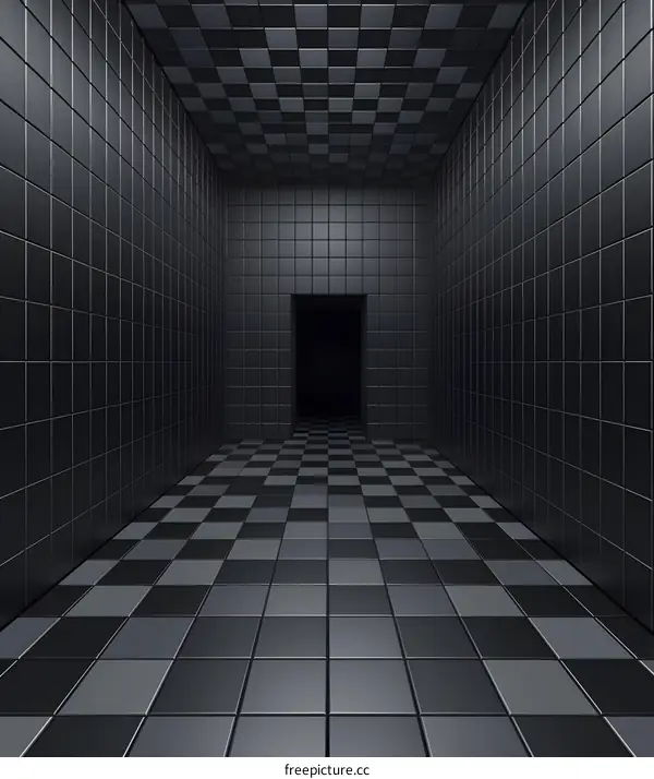 Black and White Checkered Floor in a Room