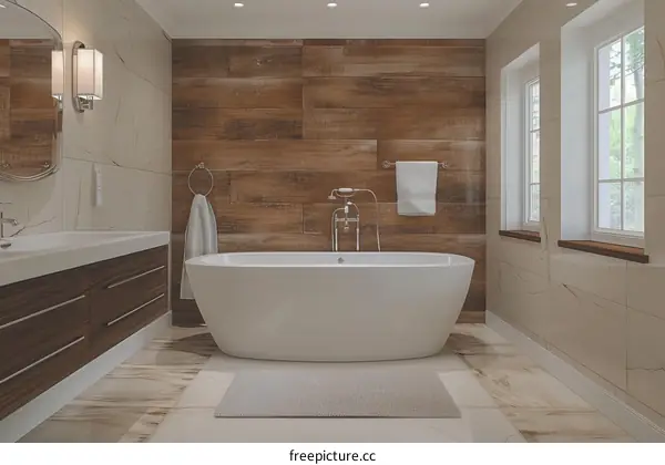 Modern Bathroom Interior Design with Wood Accents