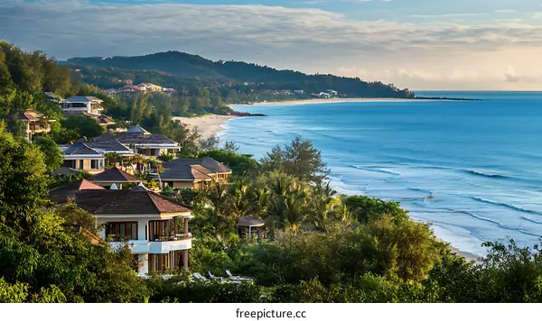 Tropical Beachfront Villas on a Hillside
