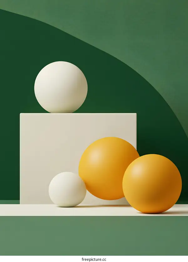 Abstract Geometric Shapes with Green and Beige Background