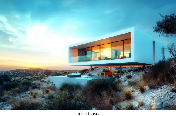 Modern Contemporary Villa Sunset View