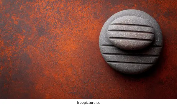 Stacked Stones on a Rusty Background