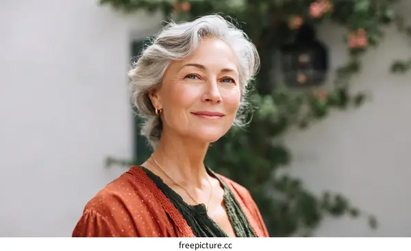 Portrait of a Smiling Senior Woman Outdoors