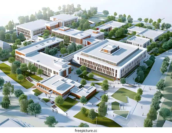 An illustration of a university campus